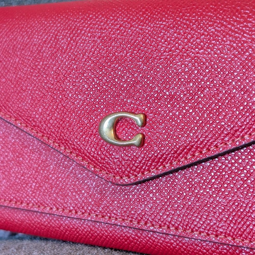 Coach Red Leather Wristlet with Gold Accent - Picture 5 of 9